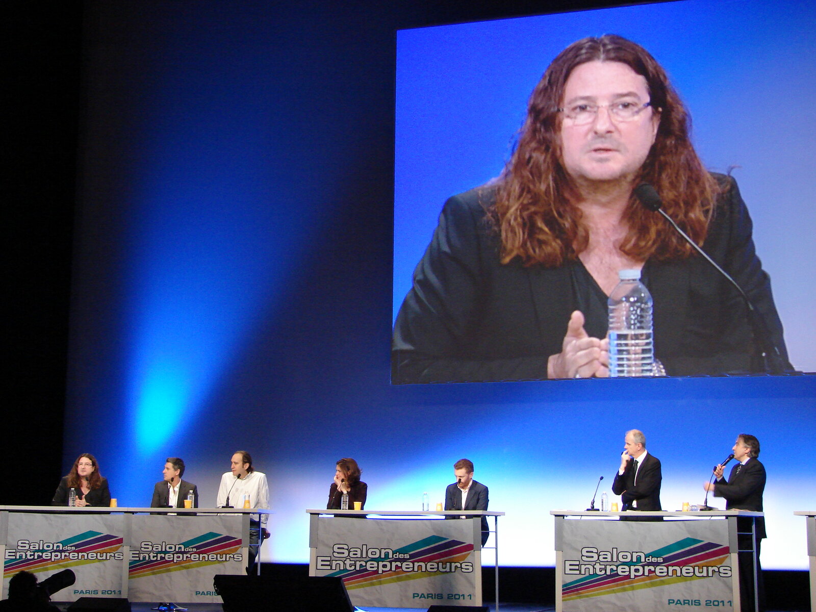 Jacques-Antoine Granjon, Marc Simoncini et Xavier Niel sur scène au Salon des entrepreneurs