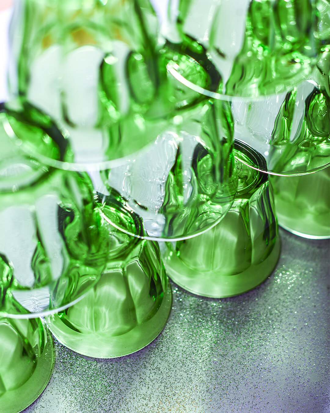 Verres Picardie Duralex verts empilés