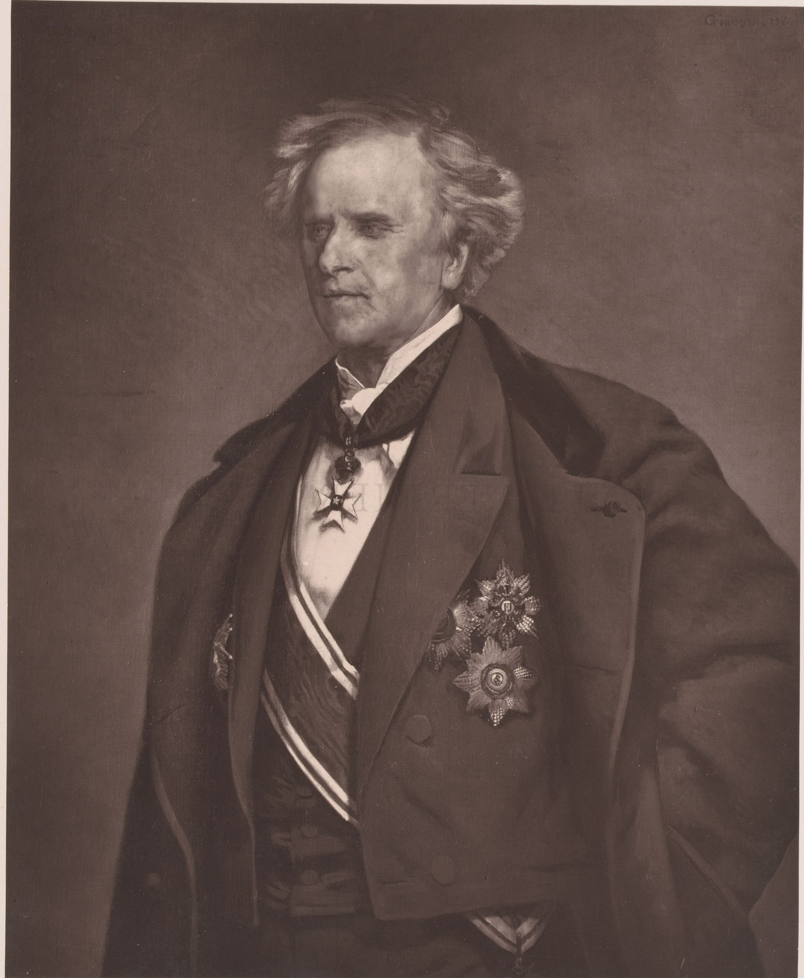Portrait d’Urbain Le Verrier, cheveux blancs, décorations sur la poitrine